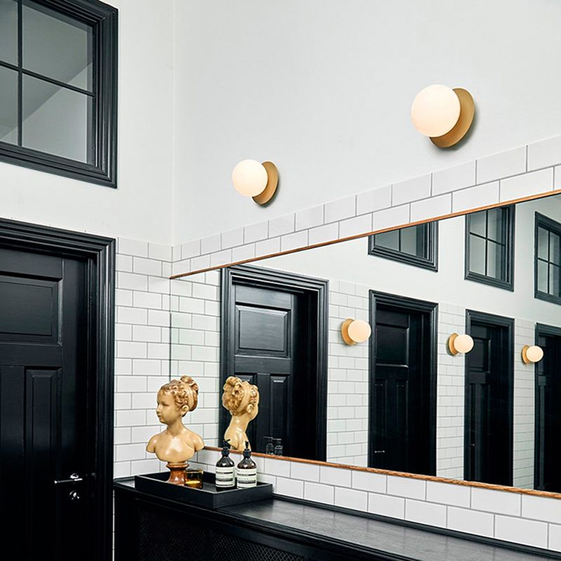 Modern Style Spherical Shape Wall Sconce Glass 1 Light Sconces for Living Room