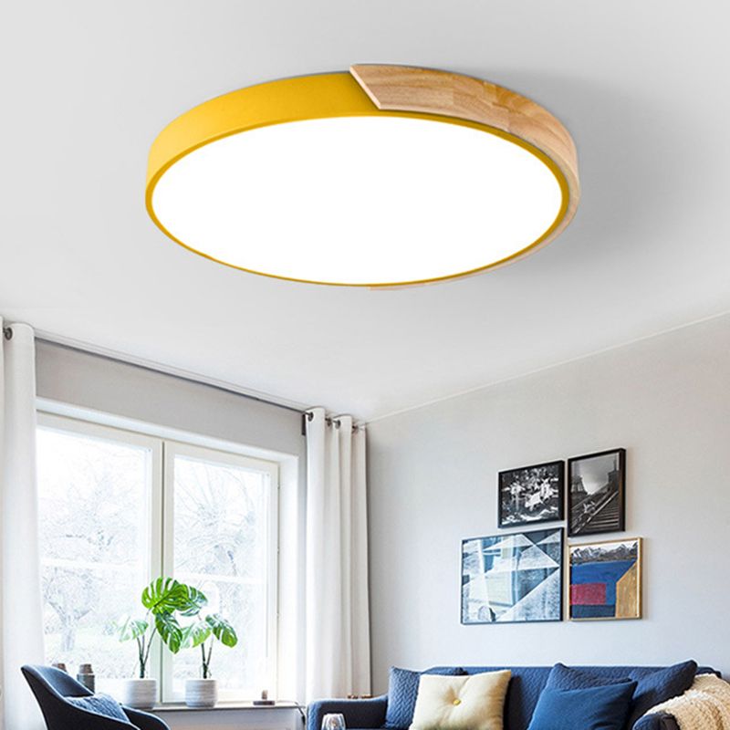 Nordic Houten Plafond Licht Moderne Minimalistische Macaron Creatieve Slaapkamer Woonkamer Kinderkamer Ronde Led lampen