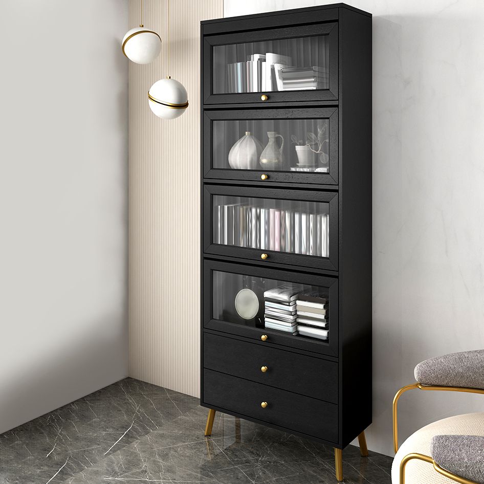 Modern Style Bookcase Standard Closed Back Wooden Bookshelf with Doors