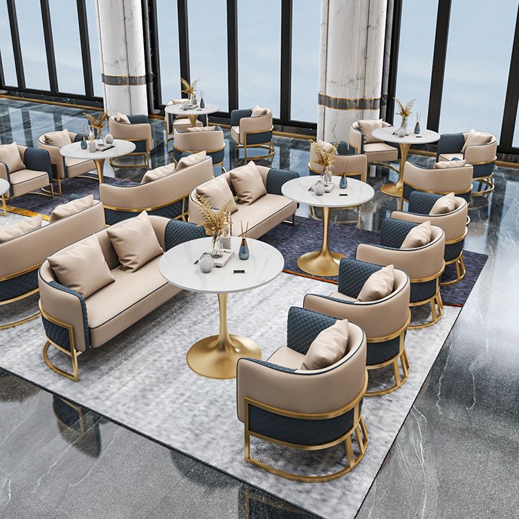 Traditional Luxury Dining Table for Home Round Table with Metal Tulip Base