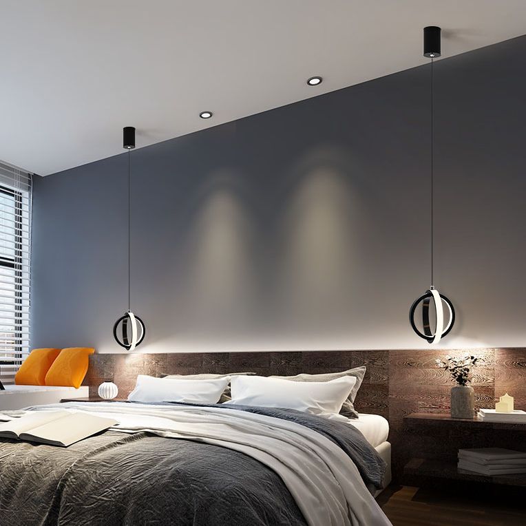 Noordse stijl cirkels gesuspendeerd verlichtingsarmatuur metalen LED Slaapkamer opknoping plafondlicht