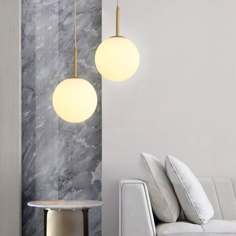 Spherical Dinning Room Pendant Ceiling Light Glass Nordic Pendant Light Kit in White