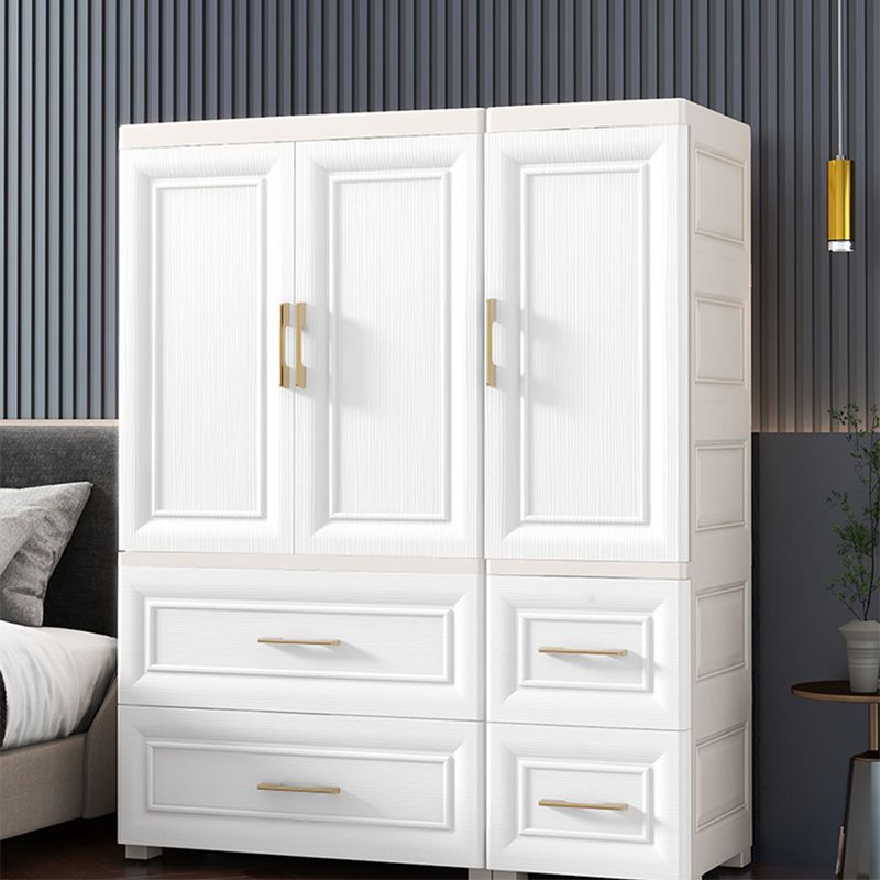 Contemporary White Storage Cabinet Bedroom Plastic Cabinet with Drawers
