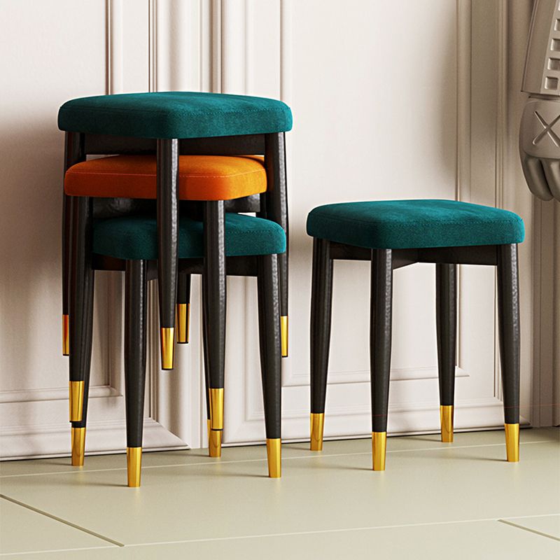 Contemporary Tear Resistant Ottaman Square Orange Velvet Standard