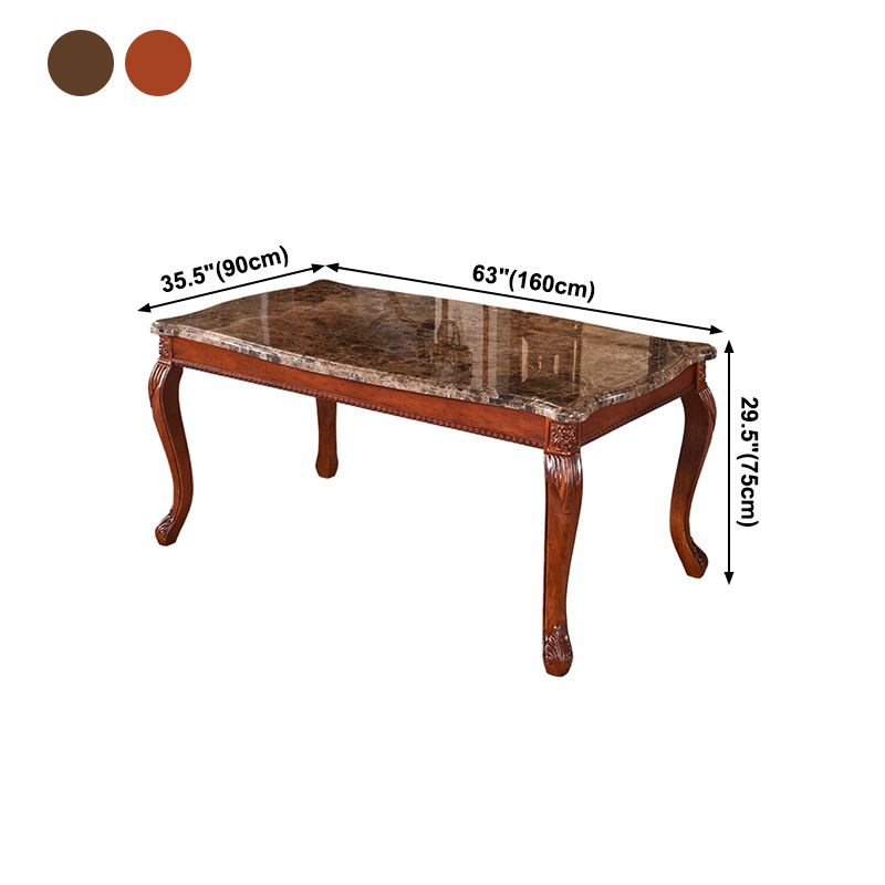 Solid Wood Victorian Rectangular Table Indoor Table with 4 Legs