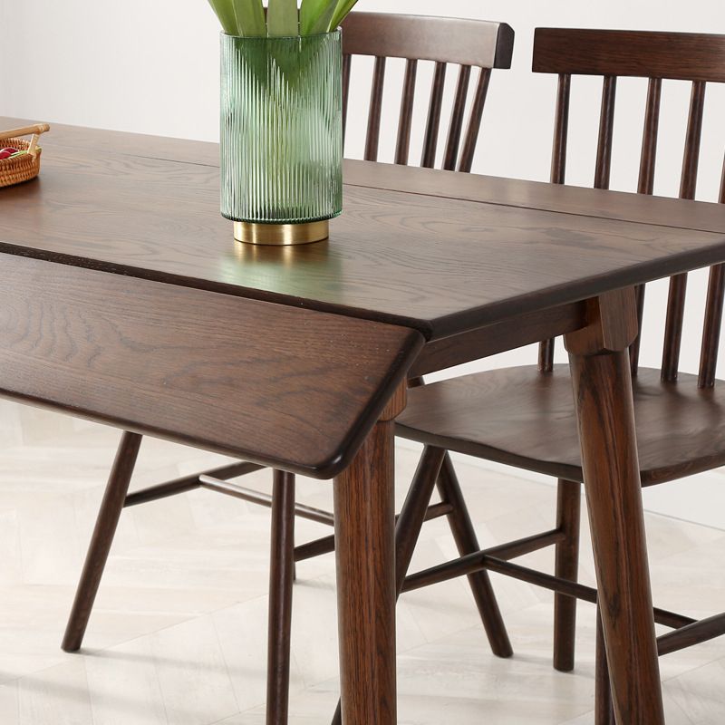 Rectangle White Oak Solid Wood Table Foldable Dining Table with 4 Legs for Restaurant