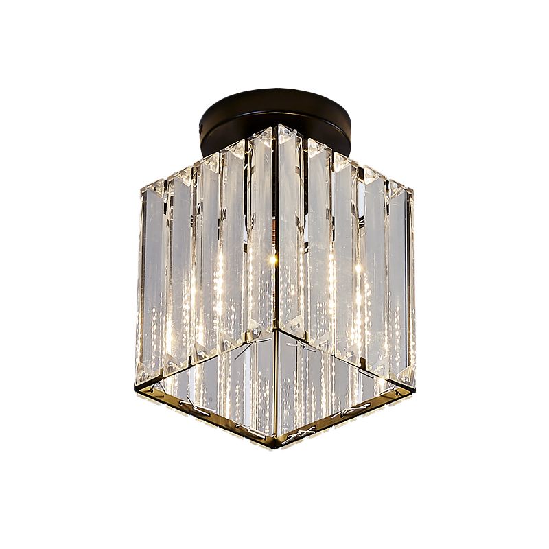 Éclairage encastré Cube noir moderne 1 ampoule en verre transparent luminaire encastré pour couloir