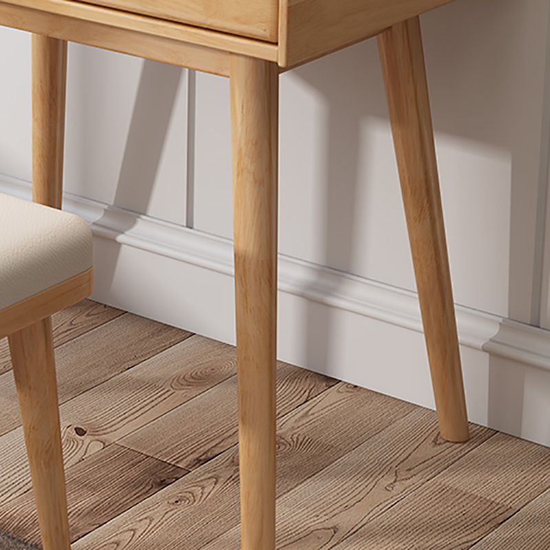 Scandinavian Dressing Table with Mirror and 2-Drawers Solid Wood