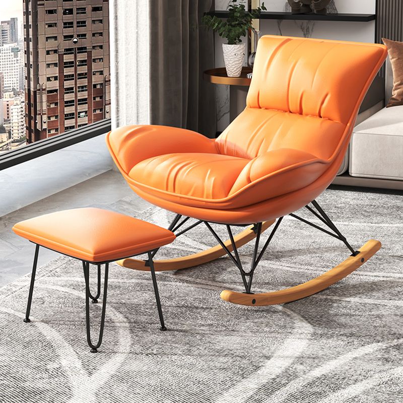 Contemporary Upholstered Rocker Chair Metal Frame Spindle Rocker Chair with Ottoman