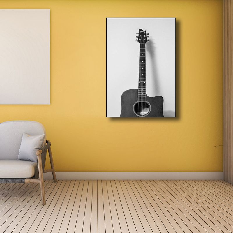 Contemporary Wall Art Grey Photographic Print Guitar Wall Decor for Boys Bedroom