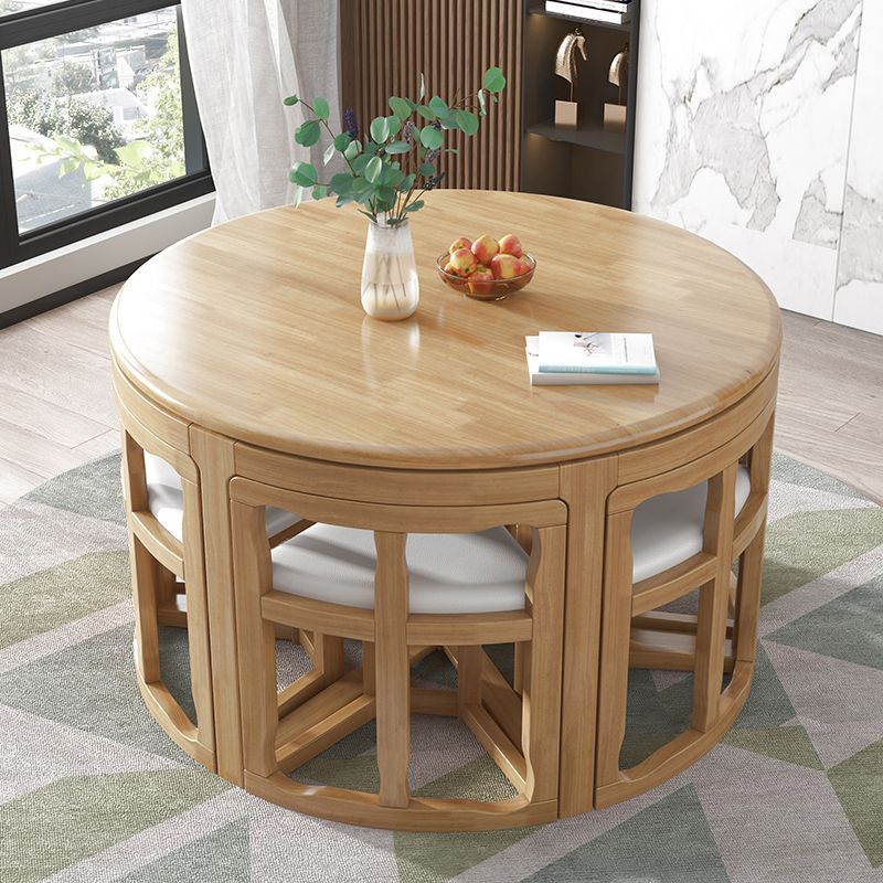 Round Solid Wood Dining Table Set 1/7 Pieces Dining Set for Kitchen