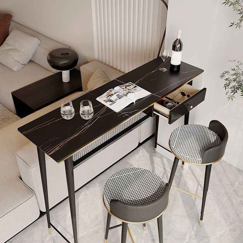 Industrial Marble Pub Table with Rectangle Table Top Legs Table - 41.3" H