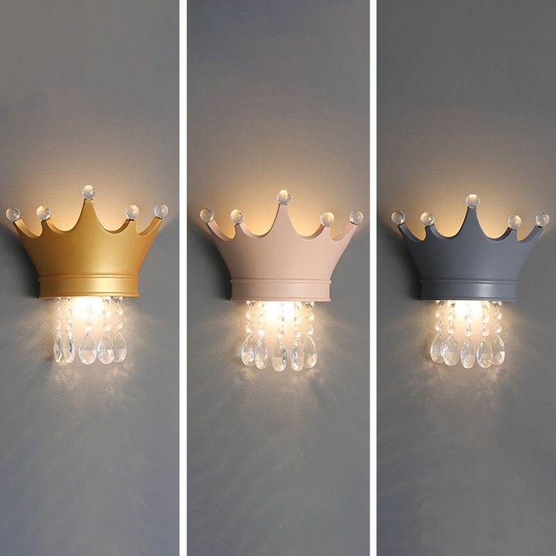 Crystal Crown Shape Wall Light Modern Style 2 Lights Wall Light Sconce