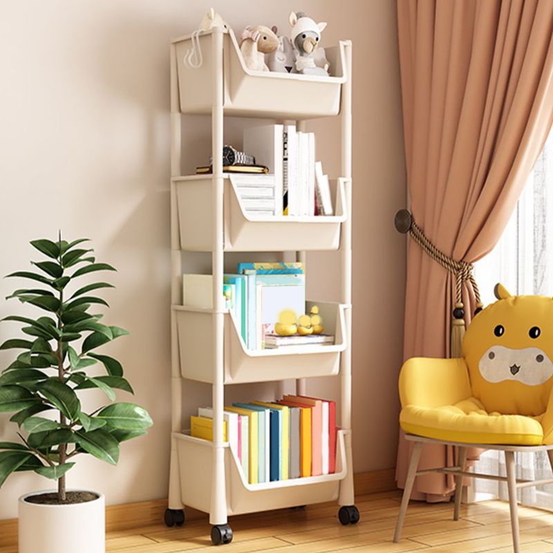 Contemporary Plastic Bookshelf White Standard Shelf Bookcase for Study Room