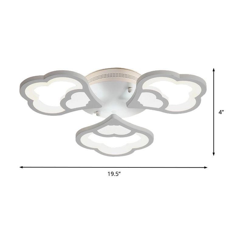 3/5/12-Chef de chambre à DEL Flush Light avec Flower Acrylique Shade White Ceiling Mounted Fixture in Warm / White Light