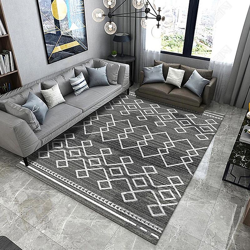 Nordic Hotel Area Rug Multi Colored Geometric Indoor Rug Synthetics Anti-Slip Stain Resistant Washable Rug