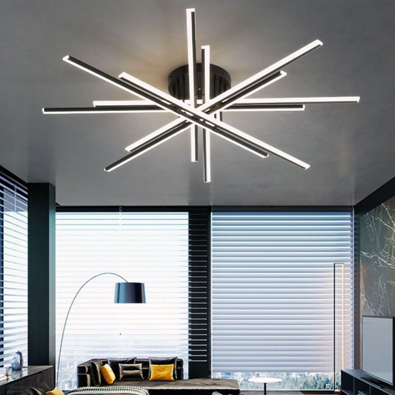 Lampe encastrée à 16 lumières Crossed Line, plafonnier moderne en noir/blanc