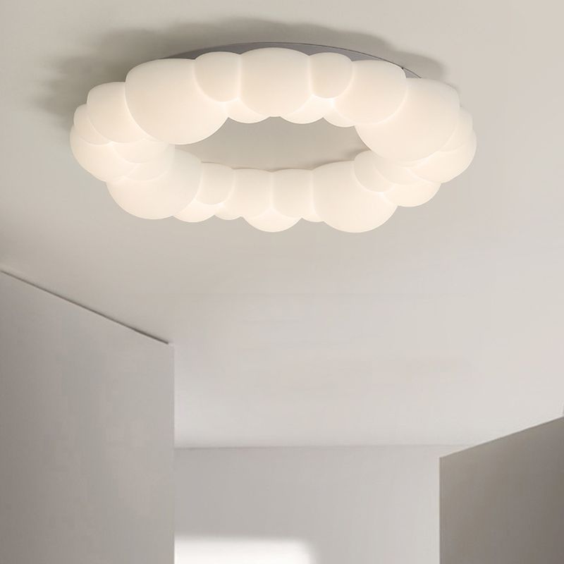 LED Modern Metal Flush Mount Cloud Shape Ceiling Lamp with Plastic Shade for Living Room
