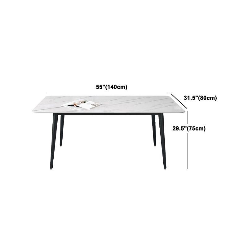 Designer Style White Dining Table Set 1/4/5/7 Pieces Stone and Metal Dinette Set