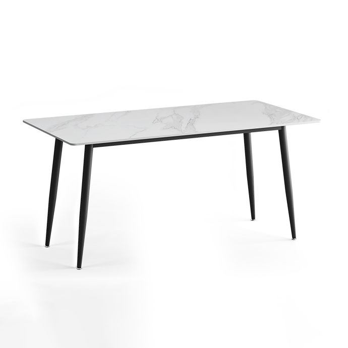 Modern Style Sintered Stone Dining Table Rectangular Dining Table with Metal Base