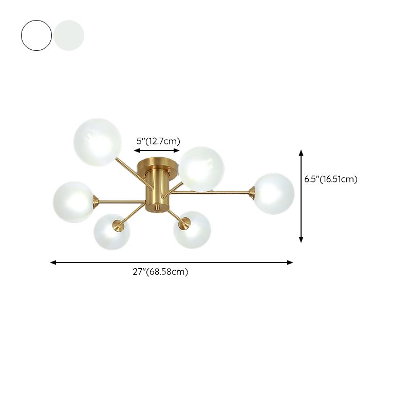 Nordic Style Ceiling Light Glass Shade Ball Shape Ceiling Lamp for Living Room