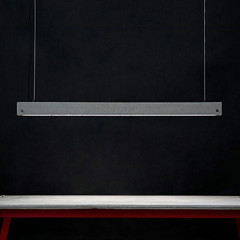 Rectangular Linear Dining Room LED Pendant Light Cement Simplicity Hanging Island Light in Grey