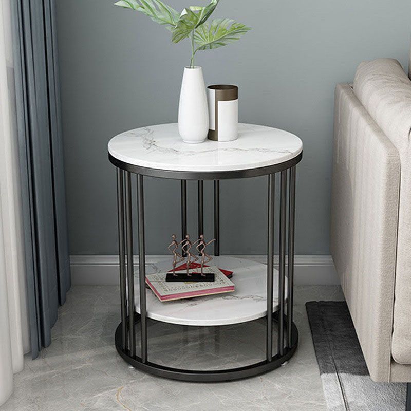 21.65" Tall Contemporary Side End Table Metal Frame Round Sofa Side Accent Table