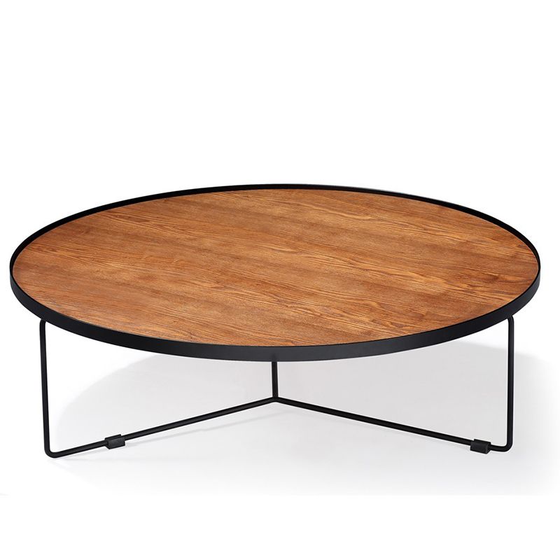 Modern Style Slate/wood Top Metal Iron Base Round Coffee Table
