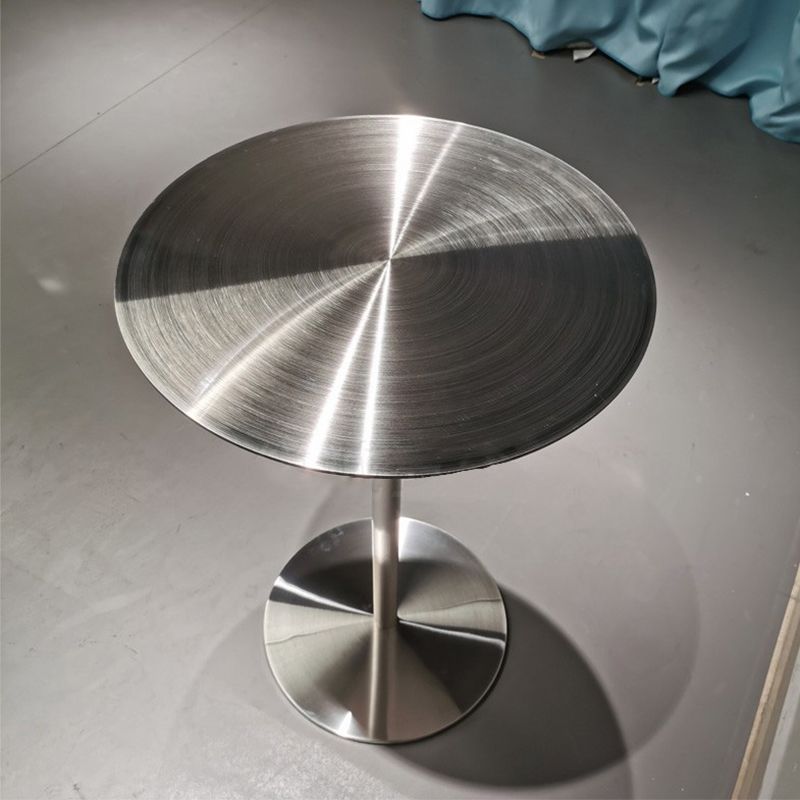 Pedestal Round Silver Coffee Table for Living Room Stainless Steel Cocktail Table