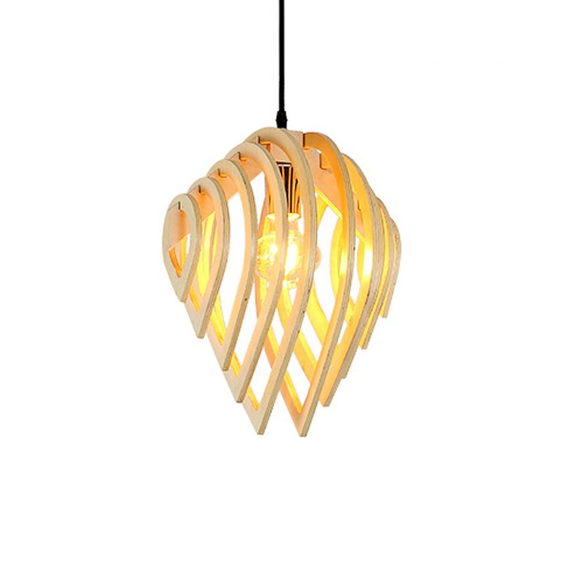 Lámpara colgante moderna de techo colgante de agua de madera en madera natural para dormitorio