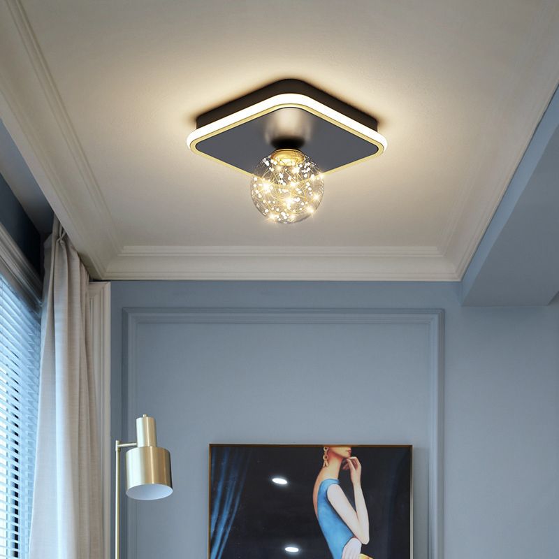 Geometric Ceiling Light Fixture Minimalist Metal LED Black Ceiling Mounted Fixture