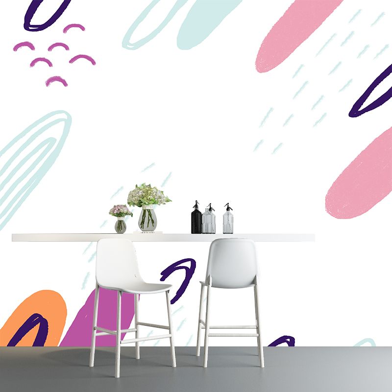 Childrens Art Landscape Wall Mural for Baby Room Custom Wall Covering in Pink-Green