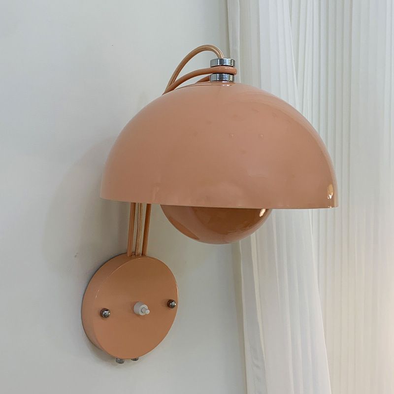 1-Light Wall Lamp Macaron Style Wall Mount Lamp with Metal Shade for Aisle