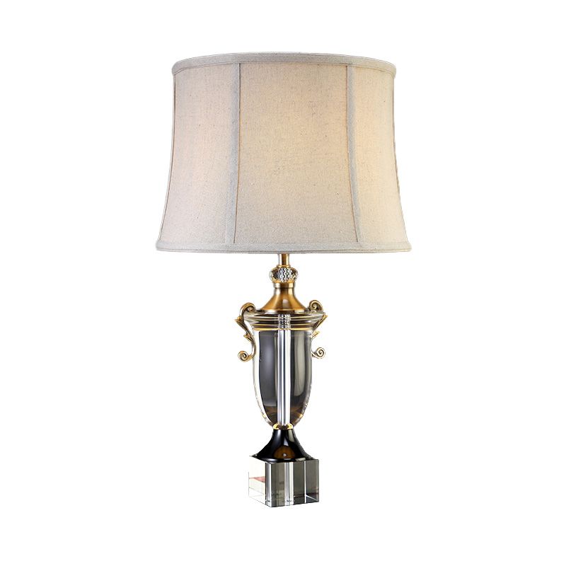 Contemporain 1 Bulbe Étude lampe Gris Bell Bell Livre Light With Fabric Shade