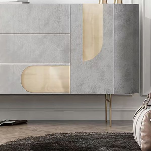 Wood Credenza Modern & Contemporary Server with Cabinets and Drawers