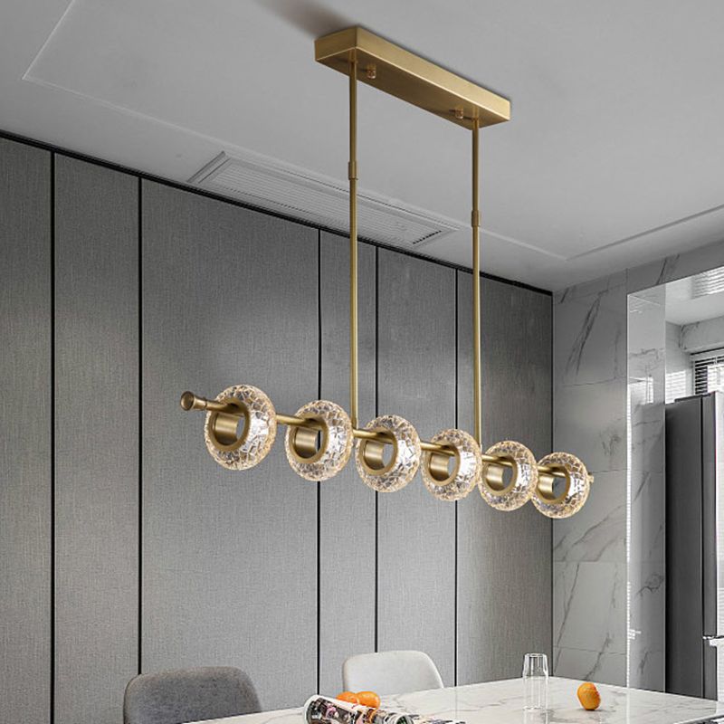 6 lichte erwten hanglamp Modern Island Lighting Glass en metalen eilandlamp in goud in goud