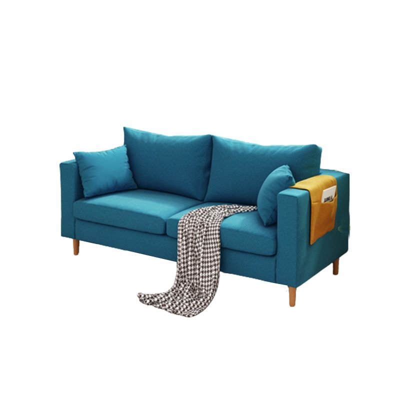 Contemporary Square Arm Sofa Stain Resistant Fabric Settee for Bonus Room