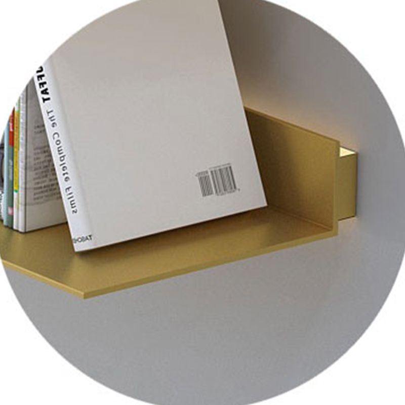 Modern Metal Bookcase 1-tier Wall Mounted Bookshelf in Burnish.