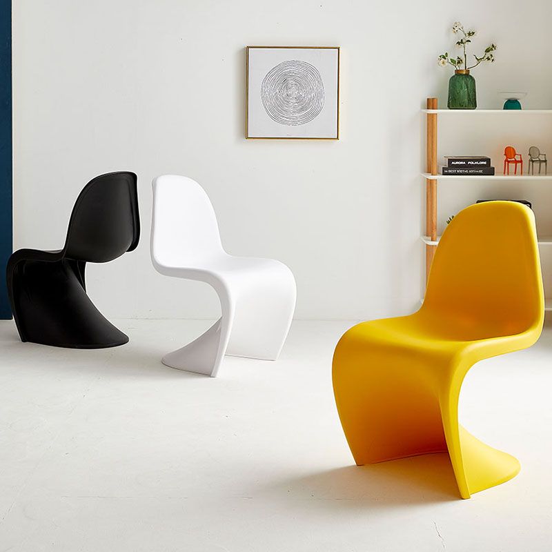 Contemporary Style Plastic Dining Armless Chair Stacking Solid Back Dining Chair