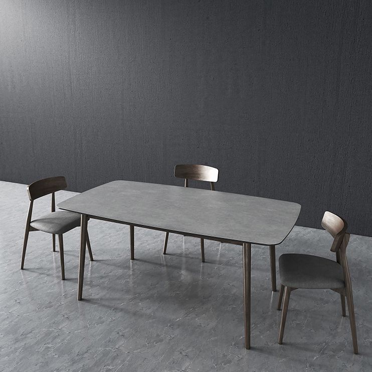 Mid-Century Modern Dining Table Rectangle Stone Top Dining Table with 4 Legs