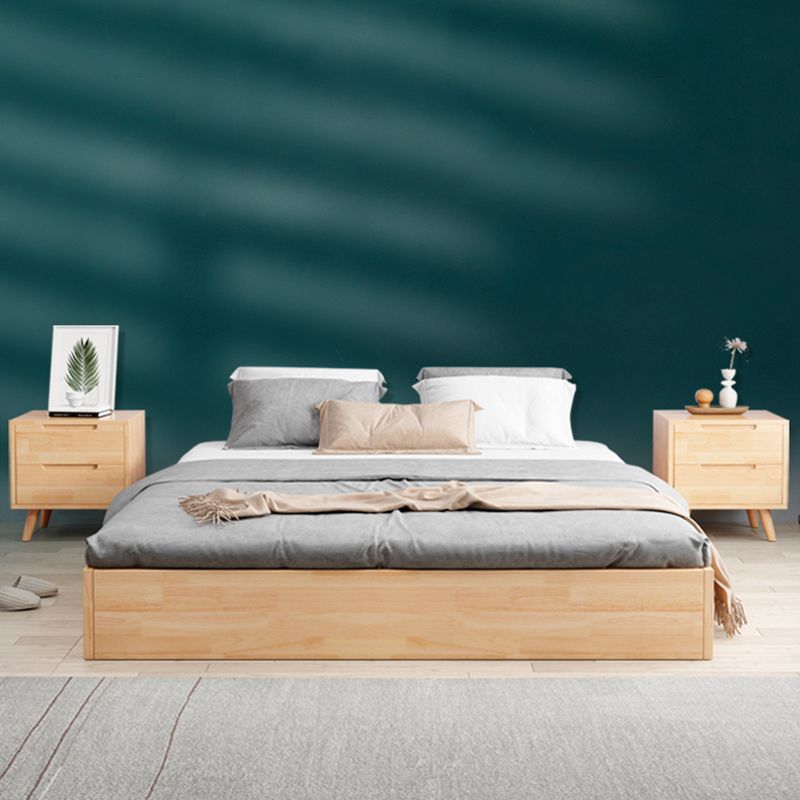 Scandinavian 7.87" Tall Solid Color Wood Bed Frame for Bedroom