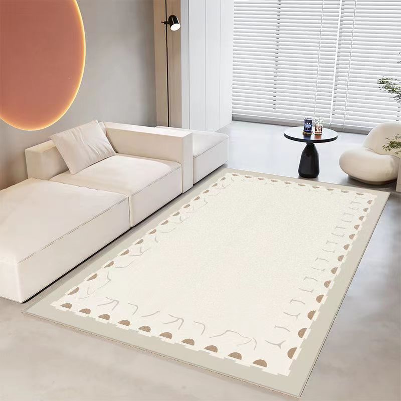 Apricot Modern Rug Pattern Polyester Rug Washable Rug for Drawing Room