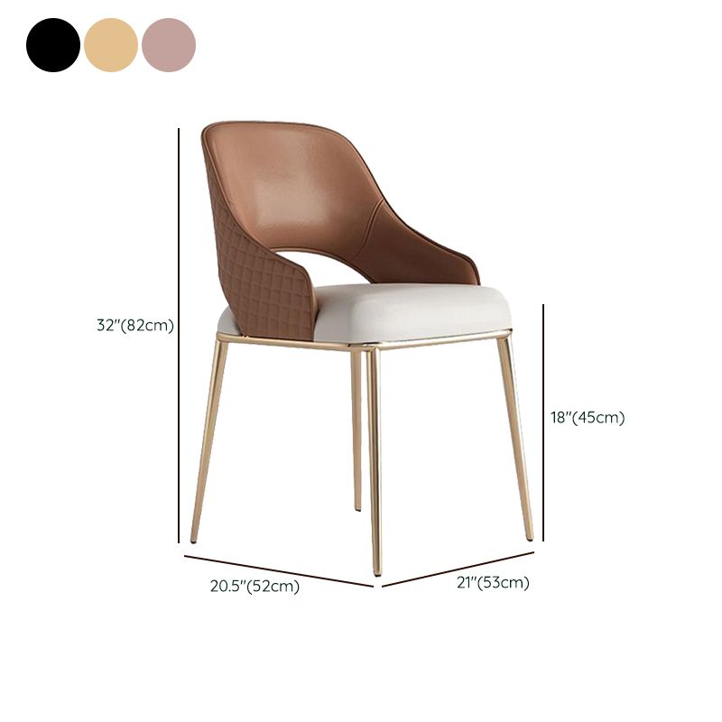 Glam Kitchen Dining Chair Metal Legs Open Back Dining Arm Chair