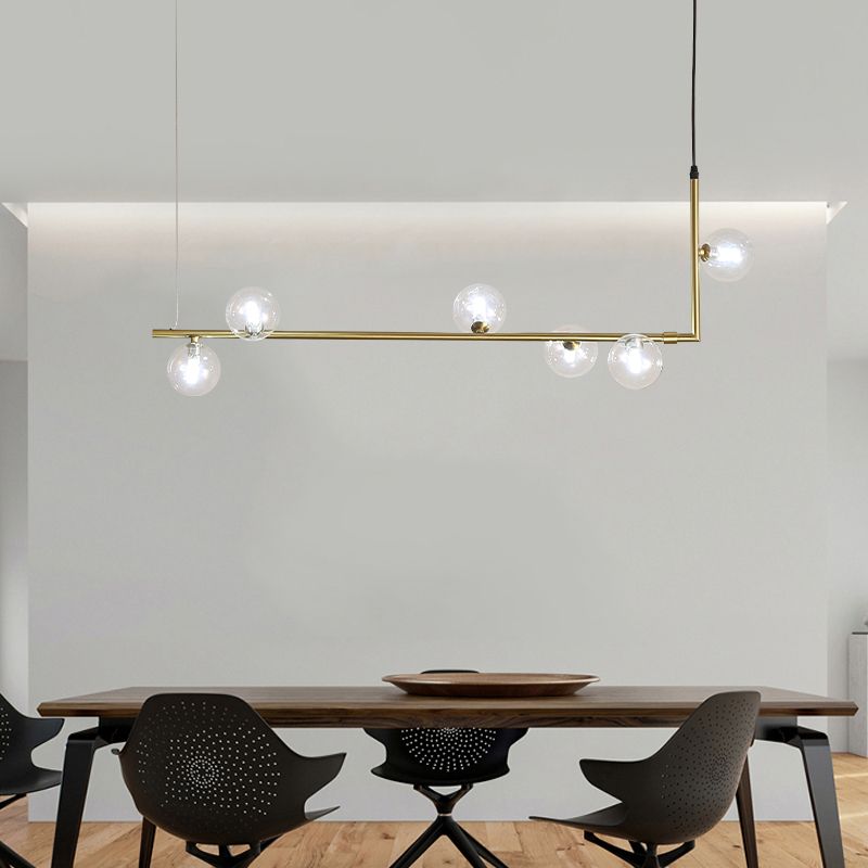 Modernism Glass Shaded Ceiling Light Black/Golden Kitchen Island Lighting for Home