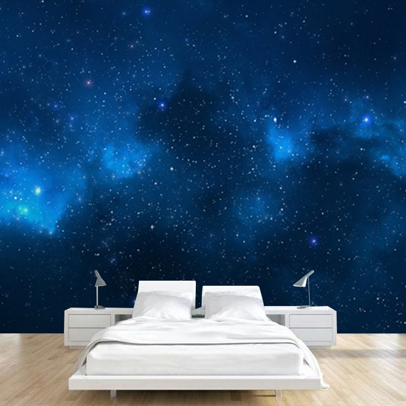 Planetary Nebula Star Mural Decal Modern Style Non-Woven Material Wall Covering in Blue-Black