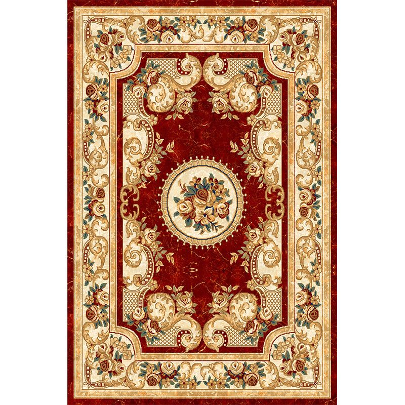 Shabby Chic Floral Print Rug Multi-Color Polyster Area Rug Anti-Slip Pet Friendly Carpet for Living Room