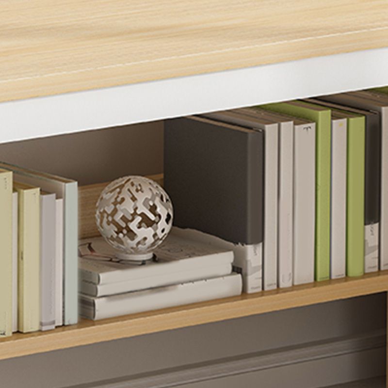 Contemporary Writing Desk with 3 Drawers and 1 Shelf in Metal Base