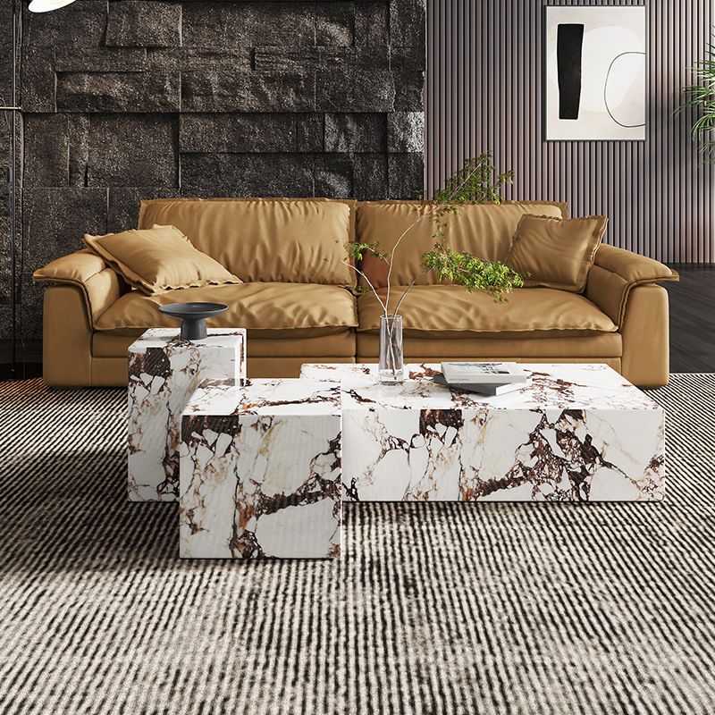Block Coffee Cocktail Table Contemporary Slate Coffee Table Set