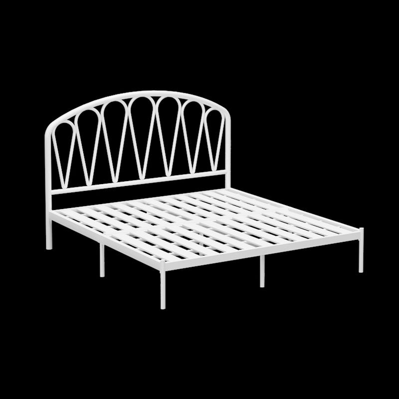 Glam Open-Frame Bed with Arched Headboard, 48" Tall Metal Bed