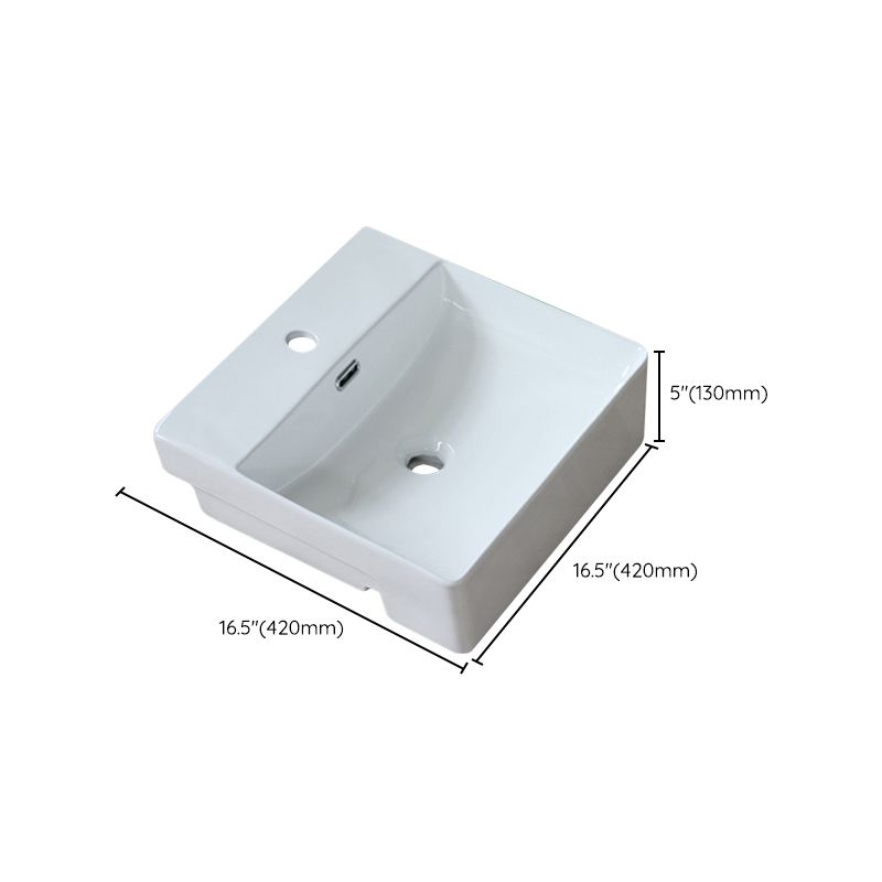 Modern Porcelain Bathroom Sink Rectangular Vessel Lavatory Sink